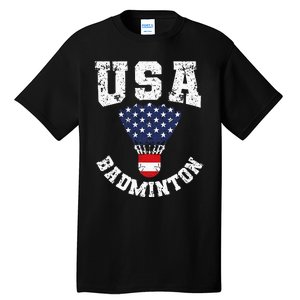 Shuttlecock Red White Blue Patriotic Usa Badminton Tall T-Shirt