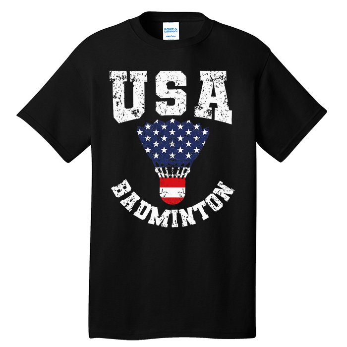 Shuttlecock Red White Blue Patriotic Usa Badminton Tall T-Shirt