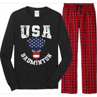 Shuttlecock Red White Blue Patriotic Usa Badminton Long Sleeve Pajama Set