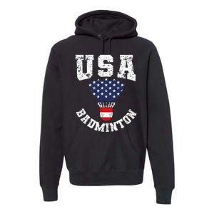 Shuttlecock Red White Blue Patriotic Usa Badminton Premium Hoodie