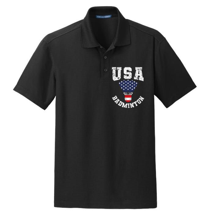 Shuttlecock Red White Blue Patriotic Usa Badminton Dry Zone Grid Polo