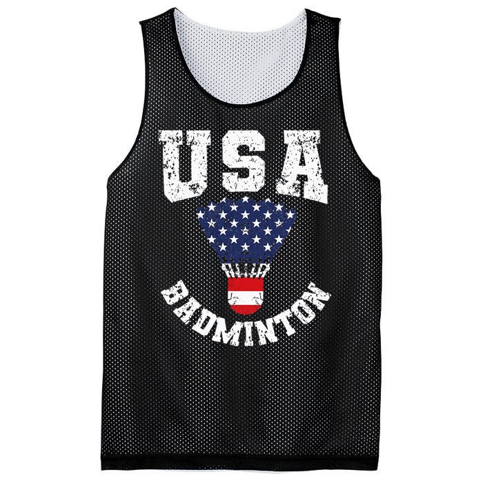 Shuttlecock Red White Blue Patriotic Usa Badminton Mesh Reversible Basketball Jersey Tank