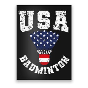 Shuttlecock Red White Blue Patriotic Usa Badminton Poster