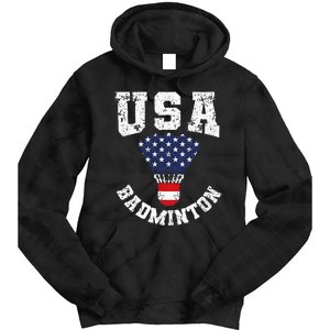 Shuttlecock Red White Blue Patriotic Usa Badminton Tie Dye Hoodie