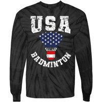 Shuttlecock Red White Blue Patriotic Usa Badminton Tie-Dye Long Sleeve Shirt