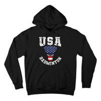 Shuttlecock Red White Blue Patriotic Usa Badminton Tall Hoodie