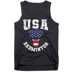 Shuttlecock Red White Blue Patriotic Usa Badminton Tank Top