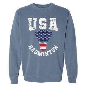 Shuttlecock Red White Blue Patriotic Usa Badminton Garment-Dyed Sweatshirt