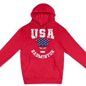 Shuttlecock Red White Blue Patriotic Usa Badminton Premium Pullover Hoodie