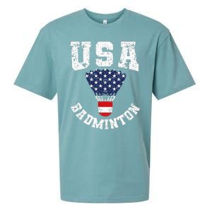 Shuttlecock Red White Blue Patriotic Usa Badminton Sueded Cloud Jersey T-Shirt