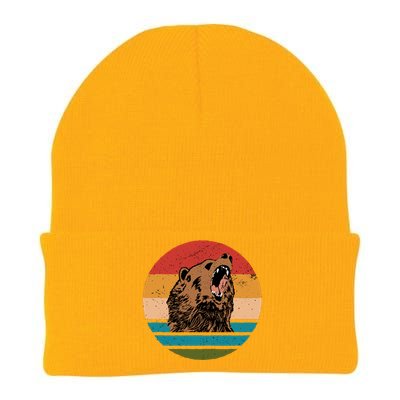 Sunset Retro Wild Bear Knit Cap Winter Beanie