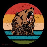 Sunset Retro Wild Bear Flexfit Unipanel Trucker Cap