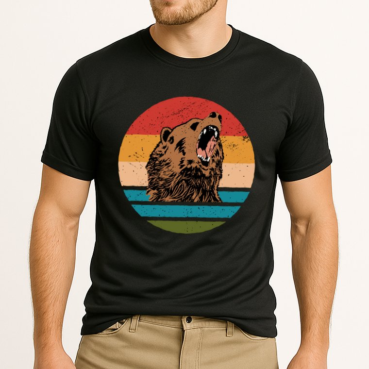 Sunset Retro Wild Bear Performance Shirt