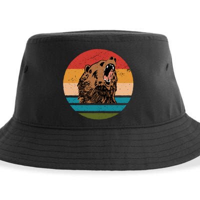 Sunset Retro Wild Bear Sustainable Bucket Hat