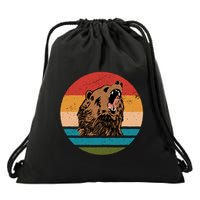 Sunset Retro Wild Bear Drawstring Bag