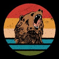 Sunset Retro Wild Bear Drawstring Bag