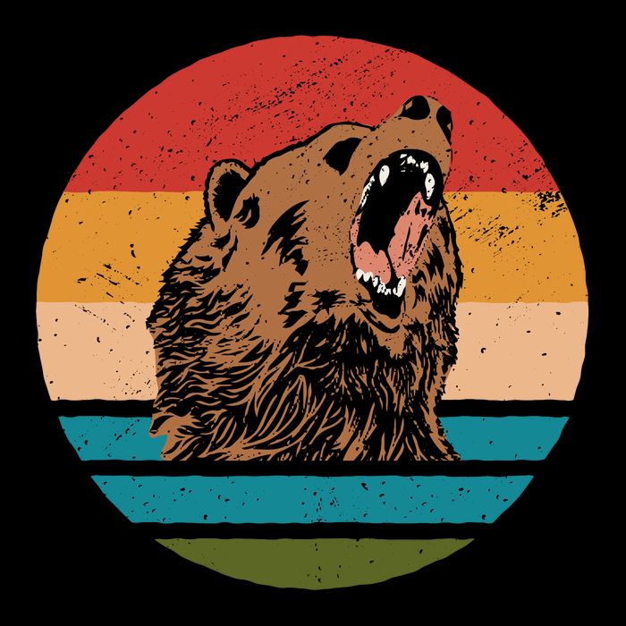 Sunset Retro Wild Bear Drawstring Bag