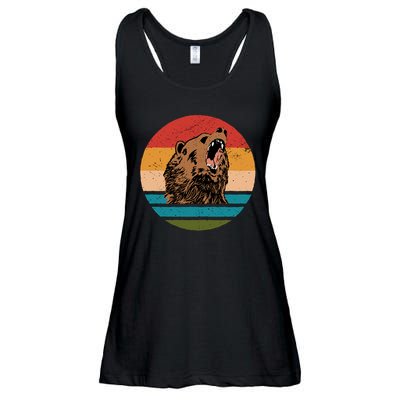 Sunset Retro Wild Bear Ladies Essential Flowy Tank