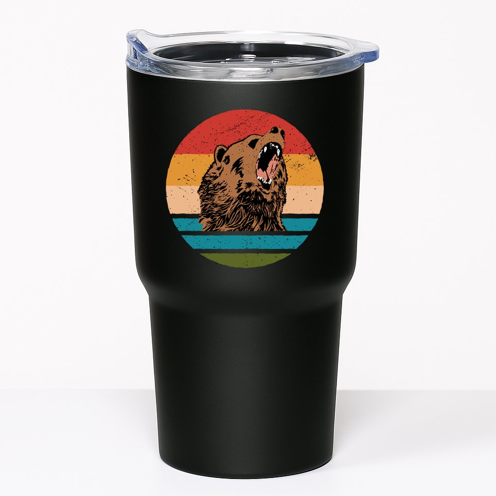 Sunset Retro Wild Bear Tumbler