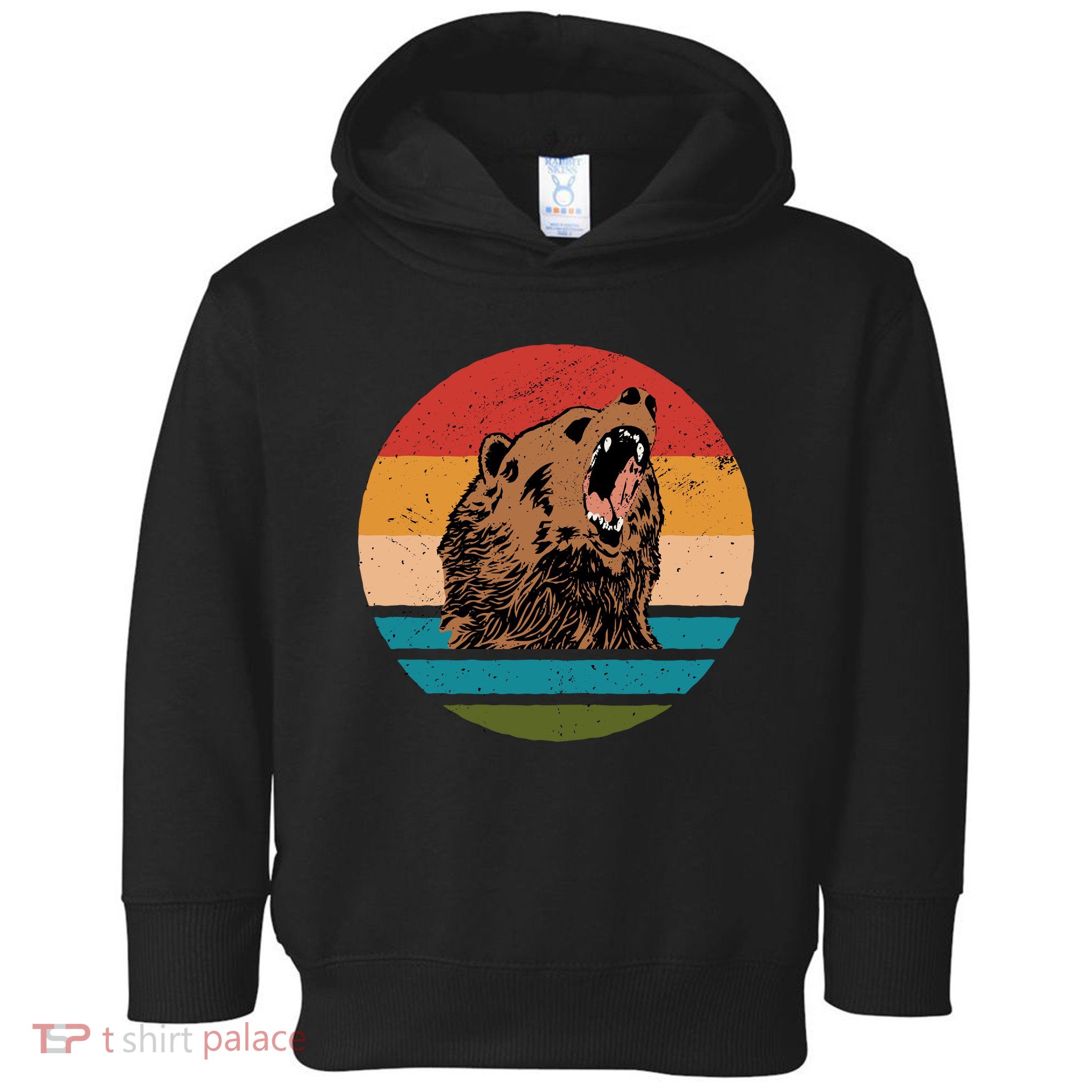 Sunset Retro Wild Bear Toddler Hoodie