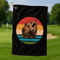 Sunset Retro Wild Bear Golf Towel