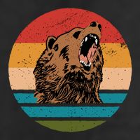 Sunset Retro Wild Bear Golf Towel