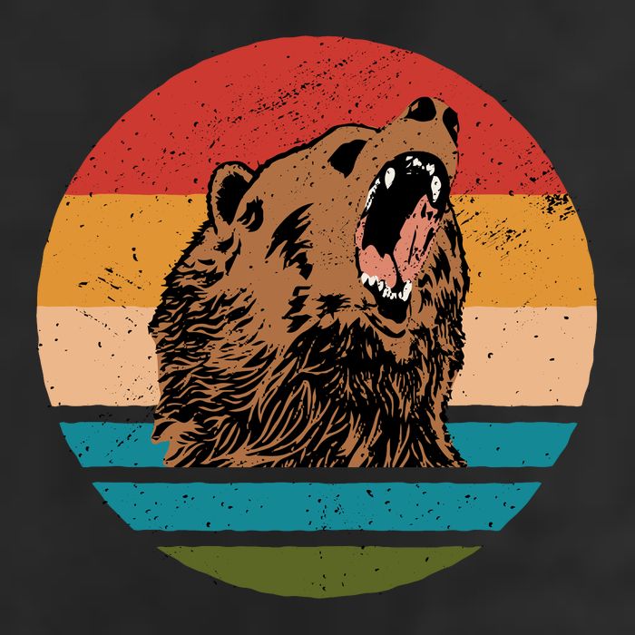 Sunset Retro Wild Bear Golf Towel