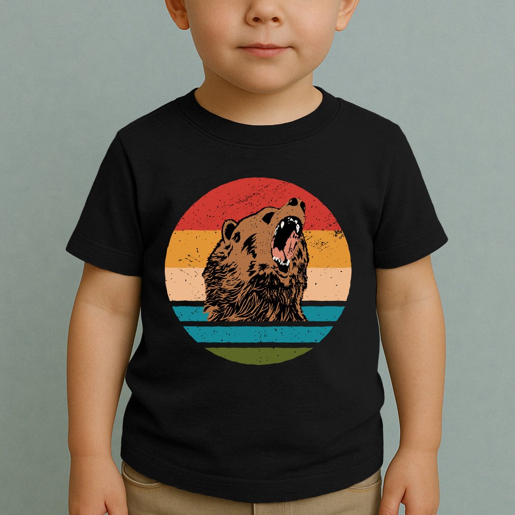 Sunset Retro Wild Bear Toddler T-Shirt