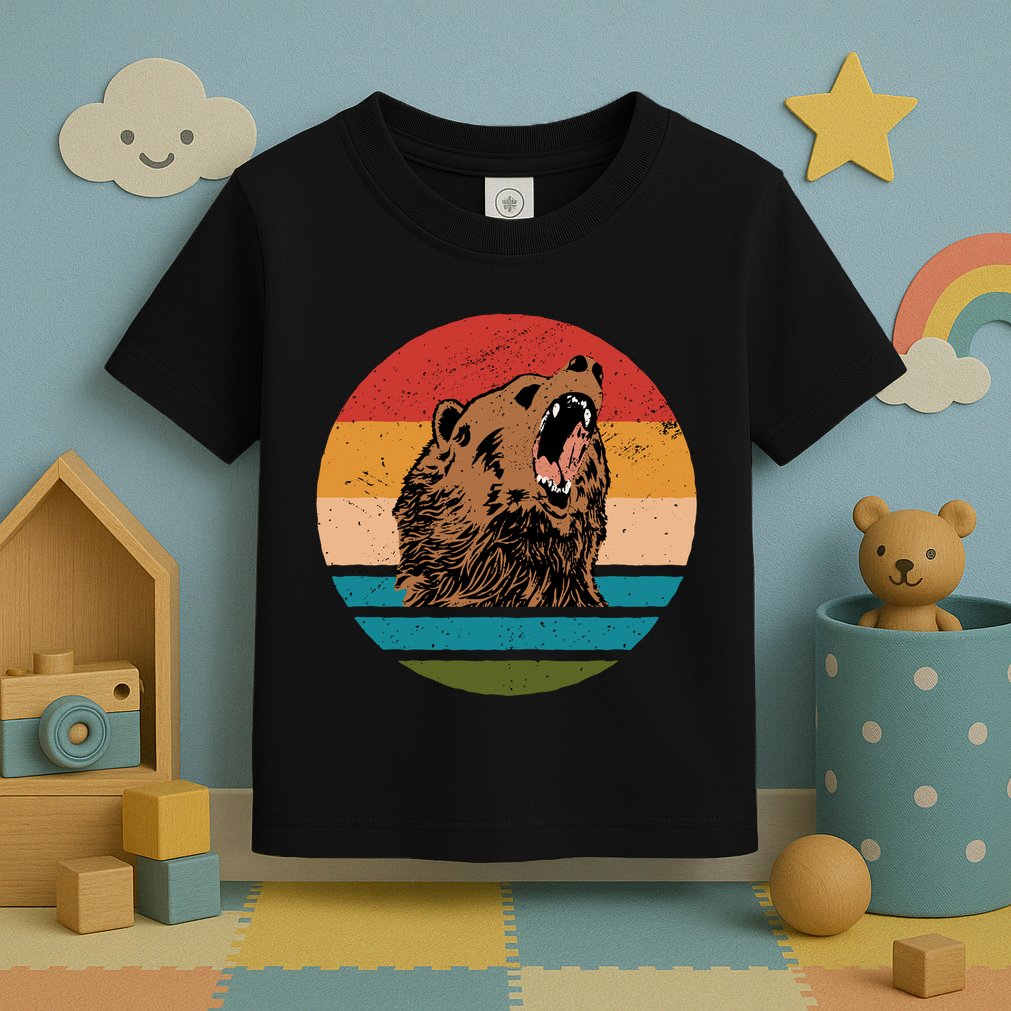 Sunset Retro Wild Bear Toddler T-Shirt