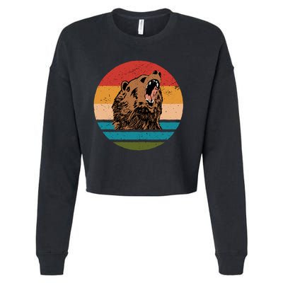 Sunset Retro Wild Bear Cropped Pullover Crew