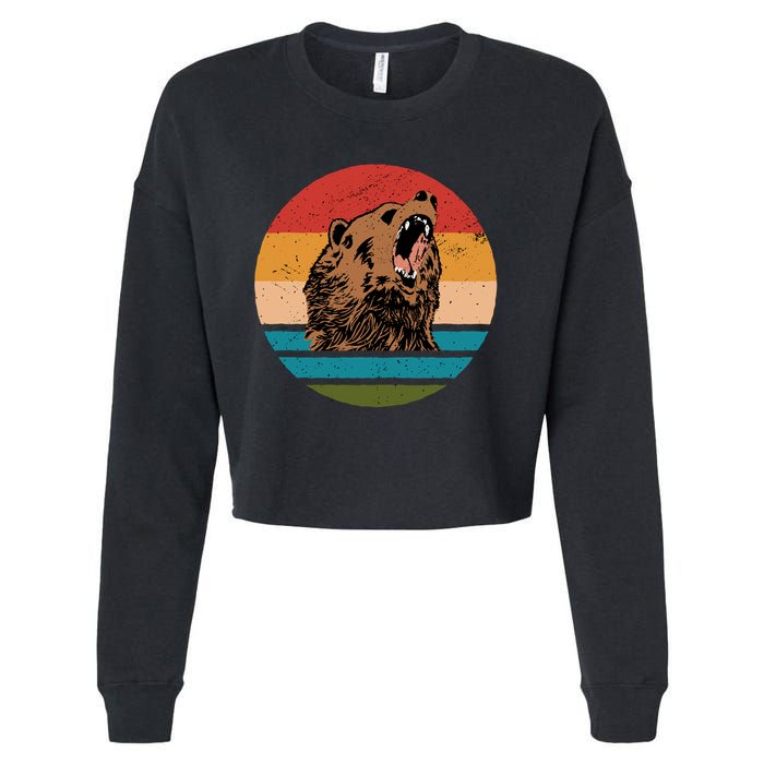 Sunset Retro Wild Bear Cropped Pullover Crew