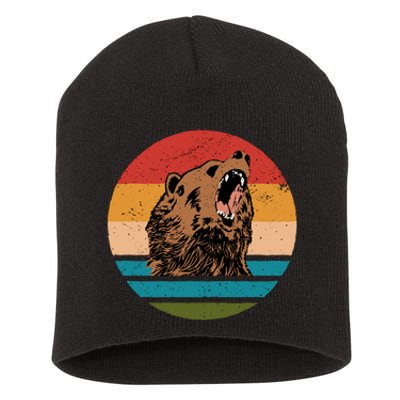 Sunset Retro Wild Bear Short Acrylic Beanie