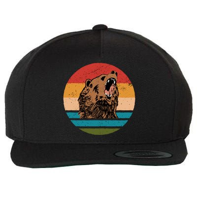 Sunset Retro Wild Bear Wool Snapback Cap