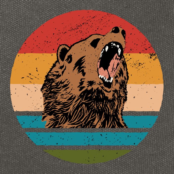 Sunset Retro Wild Bear Cotton Canvas Backpack