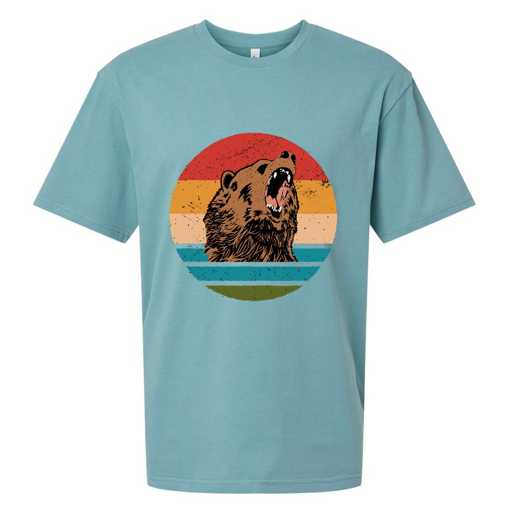 Sunset Retro Wild Bear Sueded Cloud Jersey T-Shirt