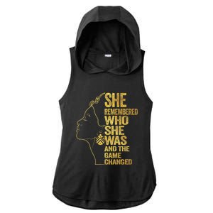 She Remembered Who She Was And The Game Changed Great Gift Ladies PosiCharge Tri-Blend Wicking Draft Hoodie Tank