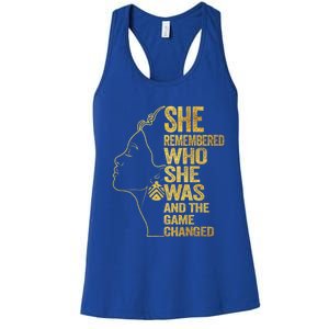 She Remembered Who She Was And The Game Changed Great Gift Women's Racerback Tank