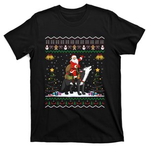 Santa Riding Wolf Christmas T-Shirt