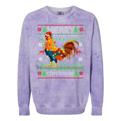 Santa Rooster Xmas Colorblast Crewneck Sweatshirt