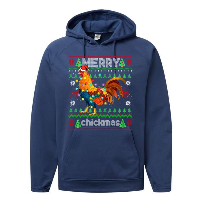 Santa Rooster Xmas Performance Fleece Hoodie