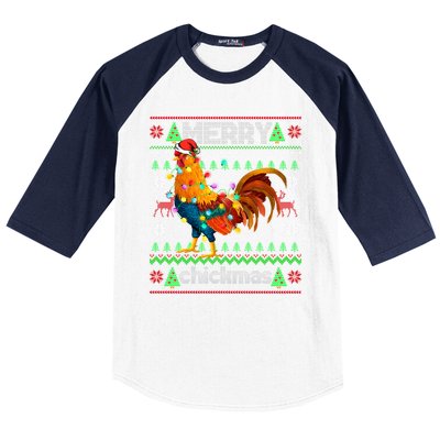 Santa Rooster Xmas Baseball Sleeve Shirt