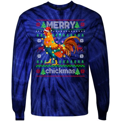 Santa Rooster Xmas Tie-Dye Long Sleeve Shirt