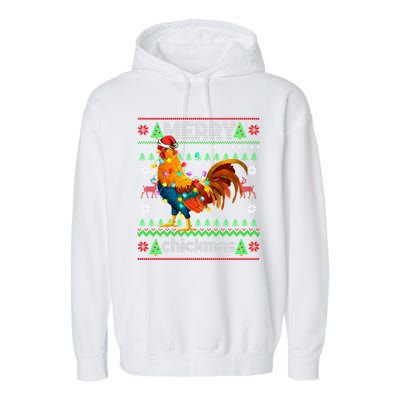 Santa Rooster Xmas Garment-Dyed Fleece Hoodie