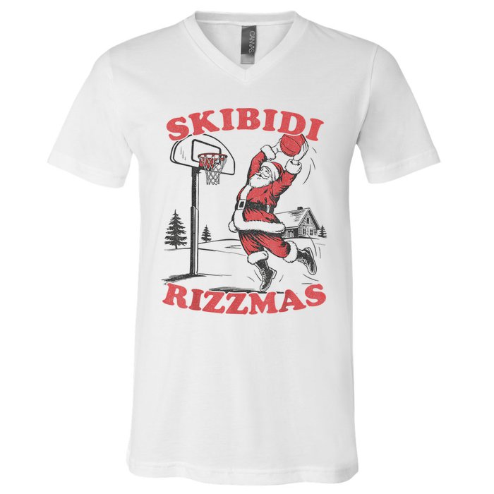 S.K.I.B.I.D.I Riz Zmas Christmas Riz Z Santa Claus Basketball V-Neck T-Shirt