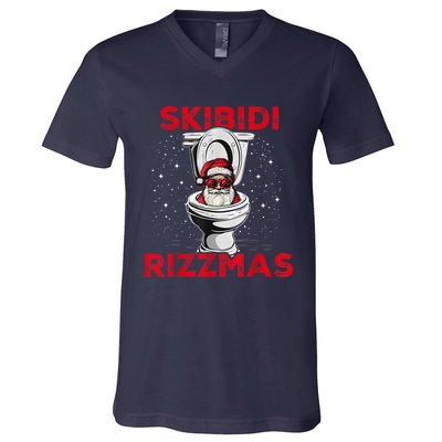 S.K.I.B.I.D.I Riz Zmas Christmas Riz Z Santa Claus Funny V-Neck T-Shirt