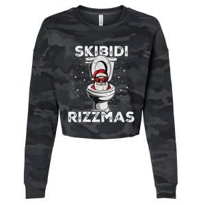 S.K.I.B.I.D.I Riz Zmas Funny Toilet Santa White Elephant Christmas Cropped Pullover Crew