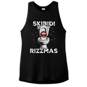 S.K.I.B.I.D.I Riz Zmas Funny Toilet Santa White Elephant Christmas Ladies PosiCharge Tri-Blend Wicking Tank