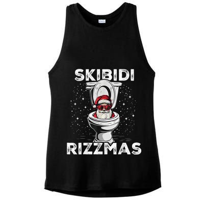 S.K.I.B.I.D.I Riz Zmas Funny Toilet Santa White Elephant Christmas Ladies PosiCharge Tri-Blend Wicking Tank