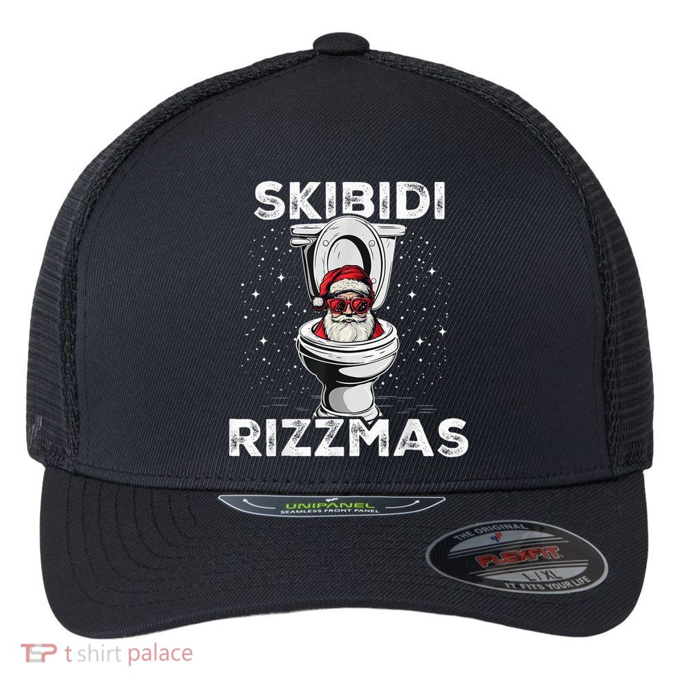 S.K.I.B.I.D.I Riz Zmas Funny Toilet Santa White Elephant Christmas Flexfit Unipanel Trucker Cap