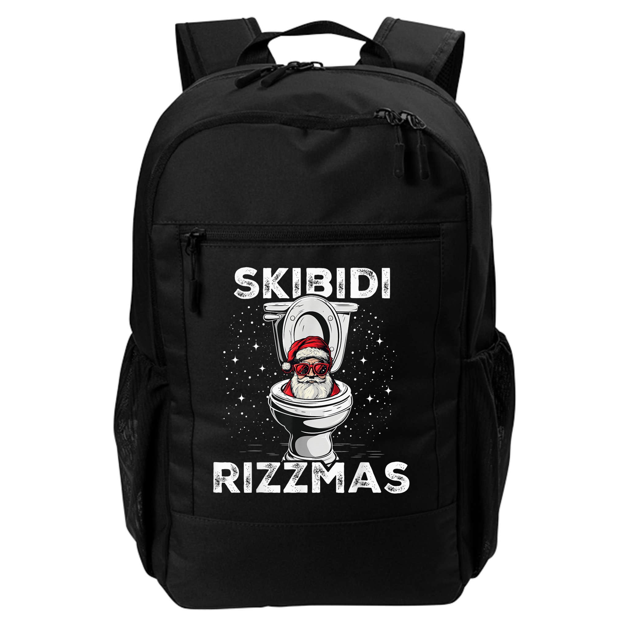 S.K.I.B.I.D.I Riz Zmas Funny Toilet Santa White Elephant Christmas Backpack